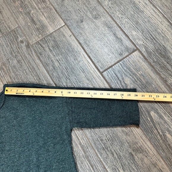 CURE Womens Green Ribbed 3/4 Sleeve Sweater Knit Top Size L Pockets - Picture 7 of 9